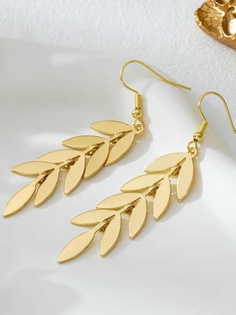 Gold Leaf Drop Earrings